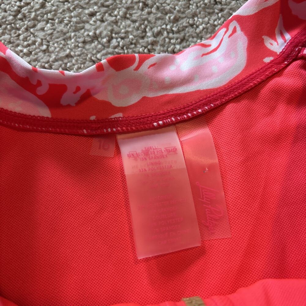 Lilly Pulitzer Royden Rashguard Zip Swim Top Crab Collab Pink Sz 16 MSRP $138 - Picture 2 of 8